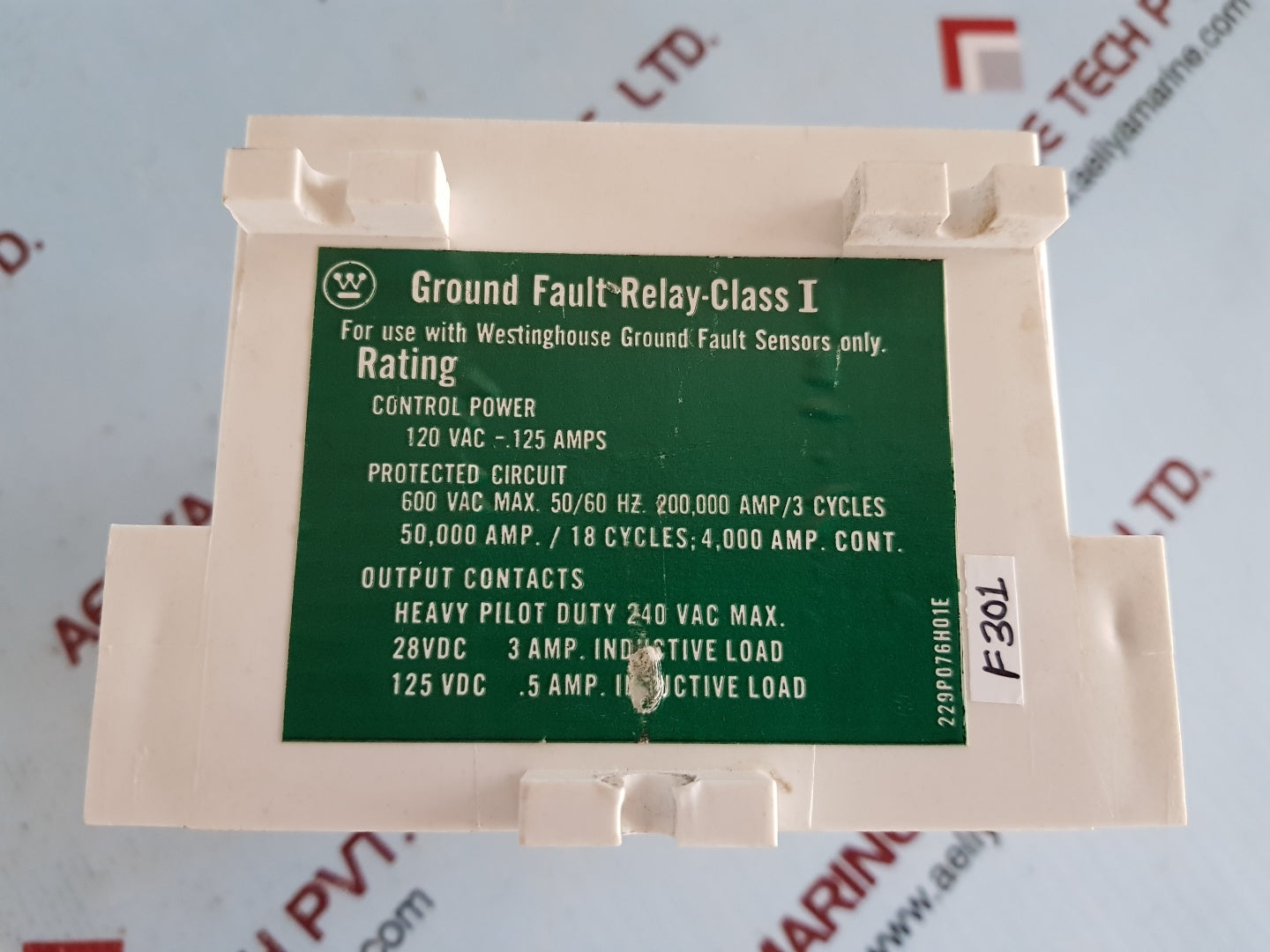 Westinghouse 1293C47G12 Ground Fault Relay 120Vac-125Amps
