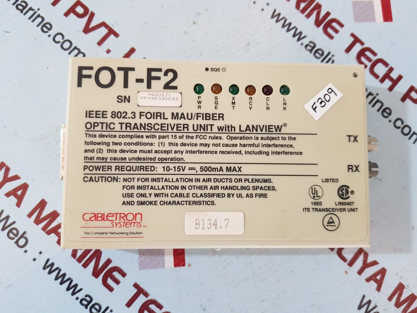 Cabletron fot-f2 optic transceiver unit