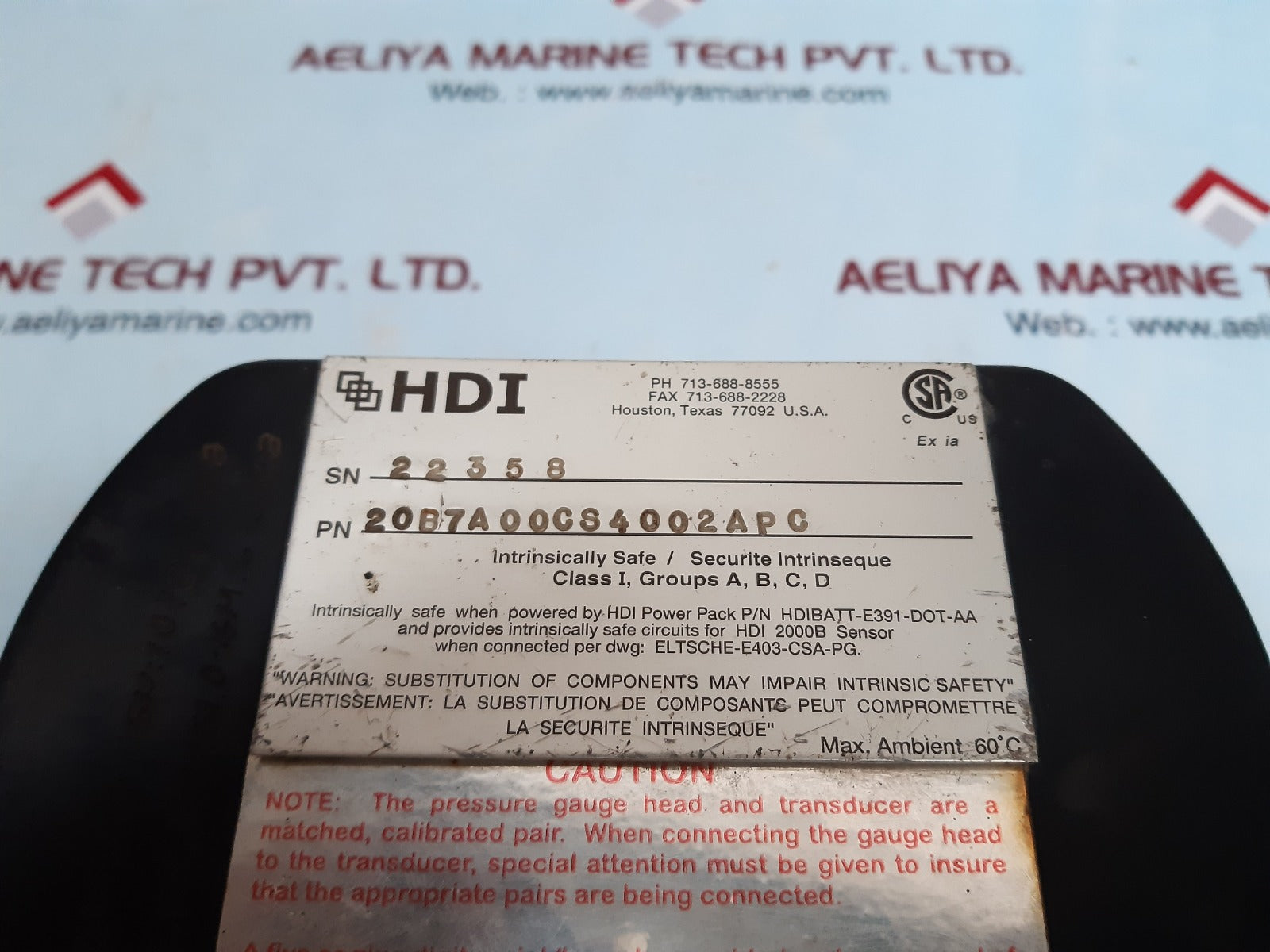 Hdi 20b7a00cs4002apc pressure gauge system hdibatt-e391-dot-aa