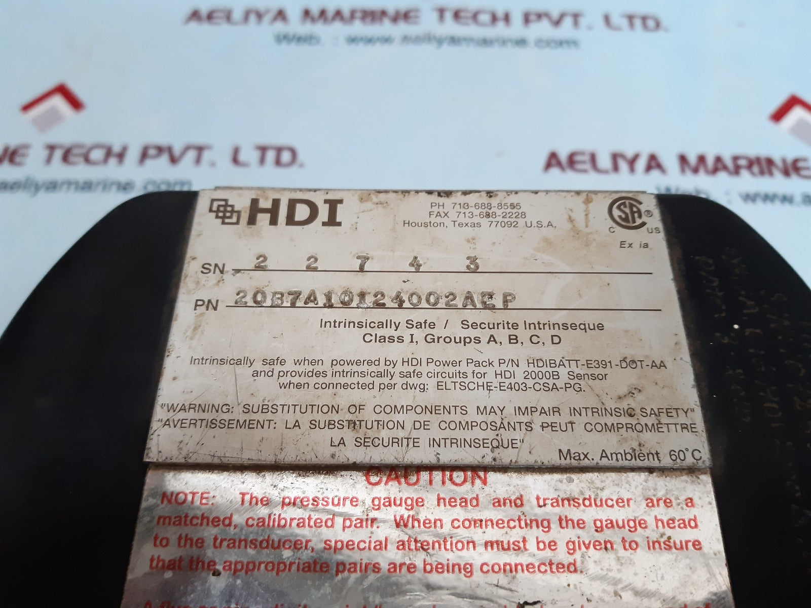 Hdi 20b7a10124002aep pressure gauge 