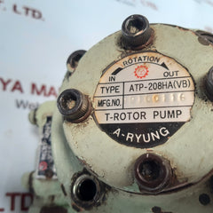A-ryung atp-208ha(vb) t-rotor pump with ar-3s relief valve Used 