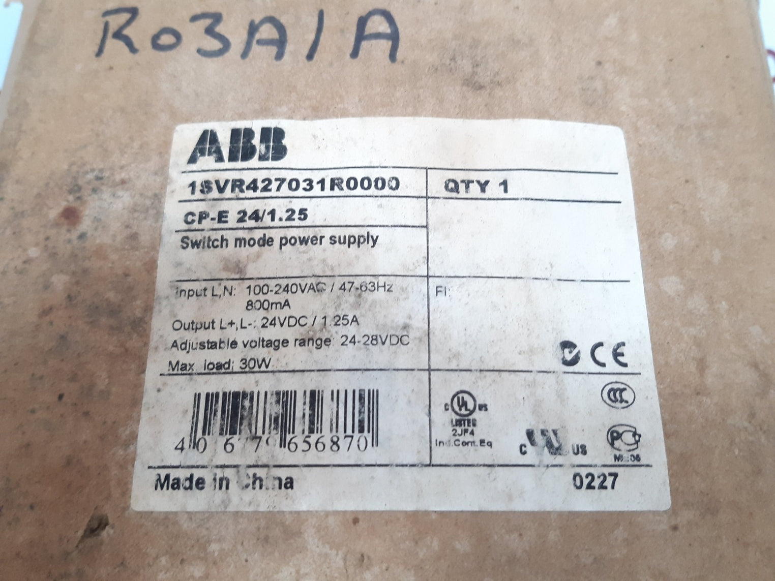 Abb cp-e 24/1.25 switch mode power supply 1svr427031r0000