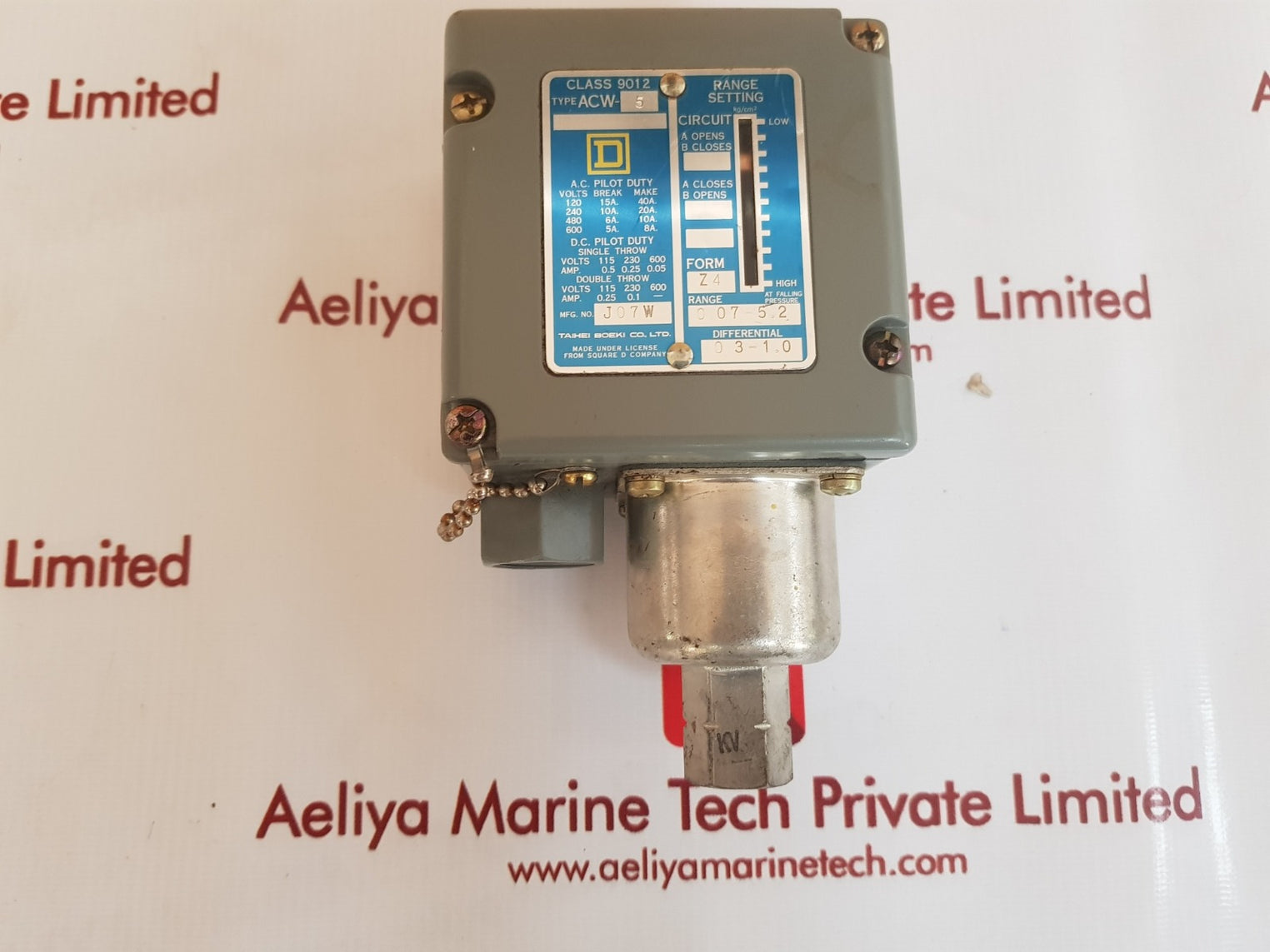 Square D class 9012 acw-5 pressure switch