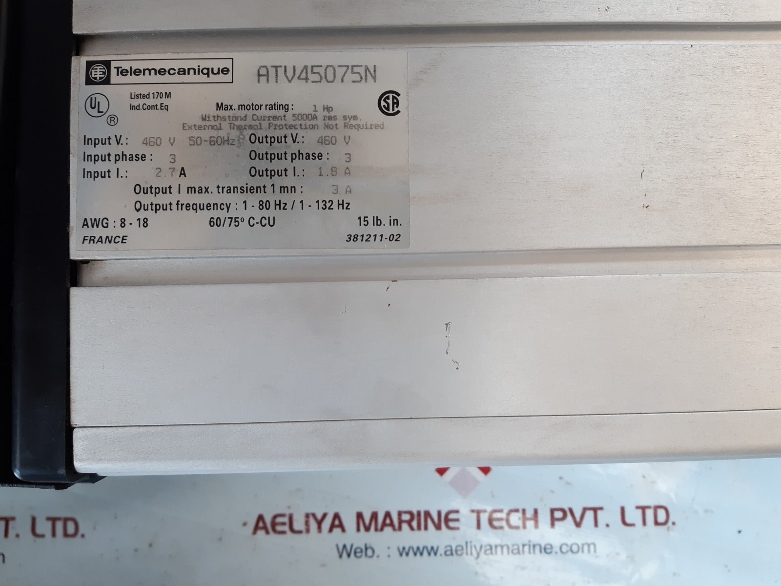 Telemecanique altivar 5 atv45075n drive 