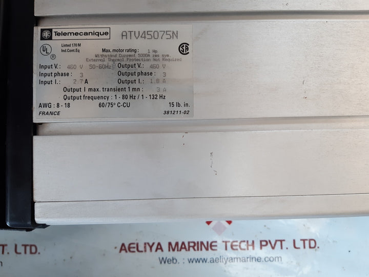 Telemecanique altivar 5 atv45075n drive 