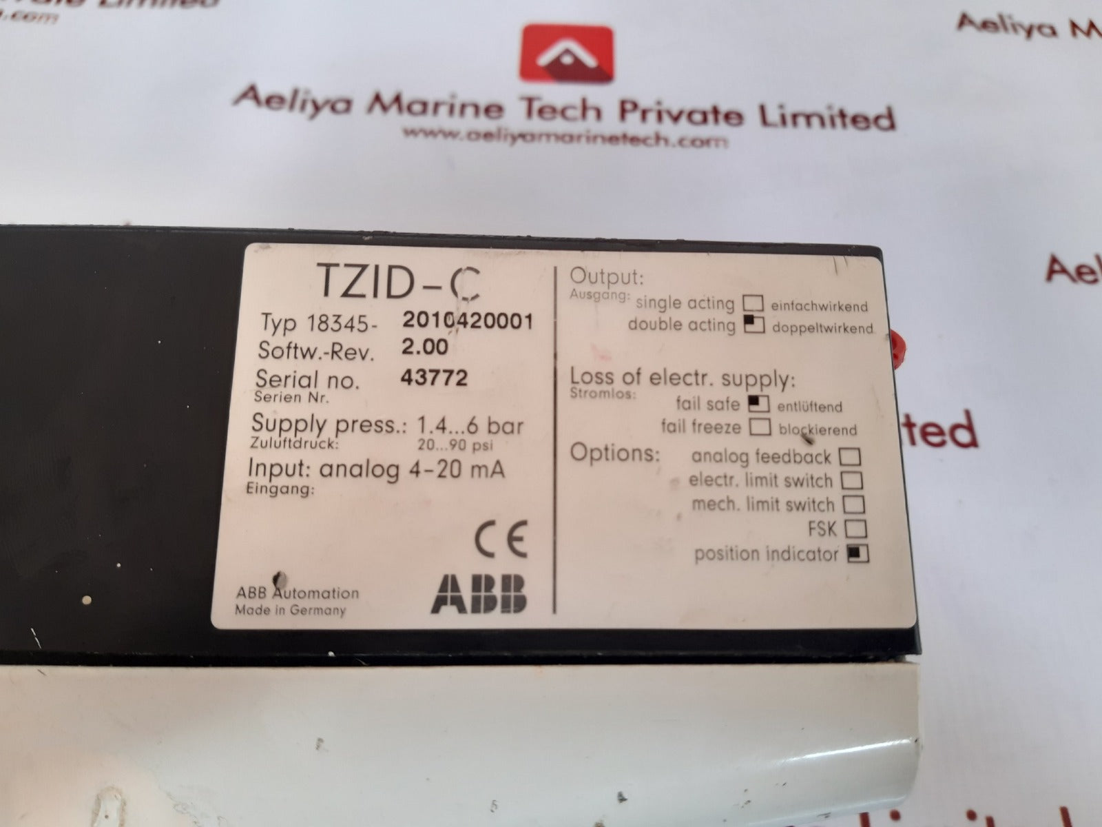 Abb tzid-c 18345-2010420001 electro pneumatic positioner Used