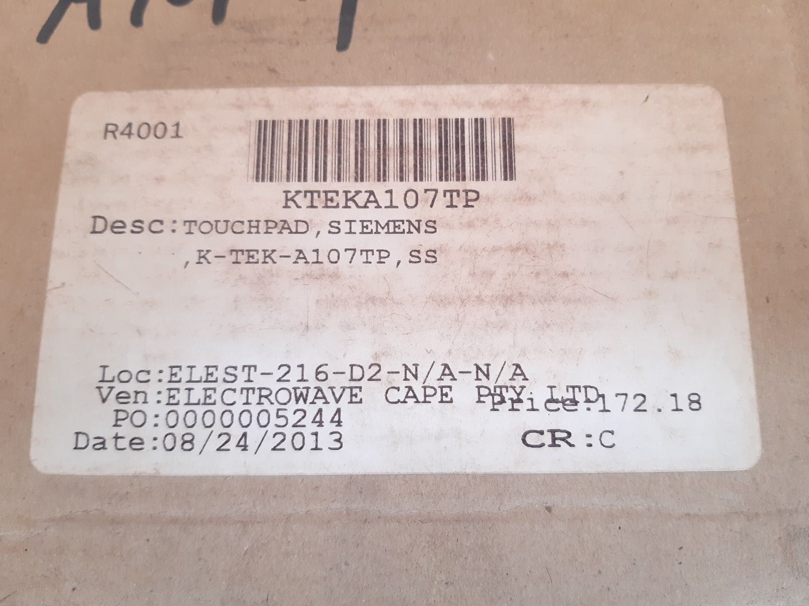 Key technology k-tek-a107tp touchpad