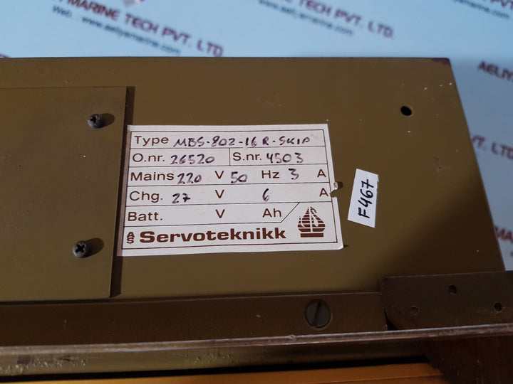 Servoteknikk mbs-802 fire alarm panel