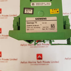 Siemens genop 71 generator protect and synchronising unit g24910-a106-a1