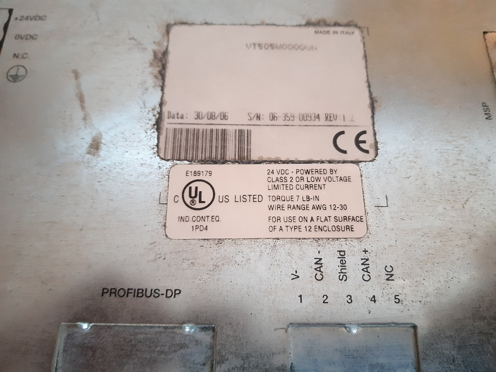 Vt505w00000n operator panel 