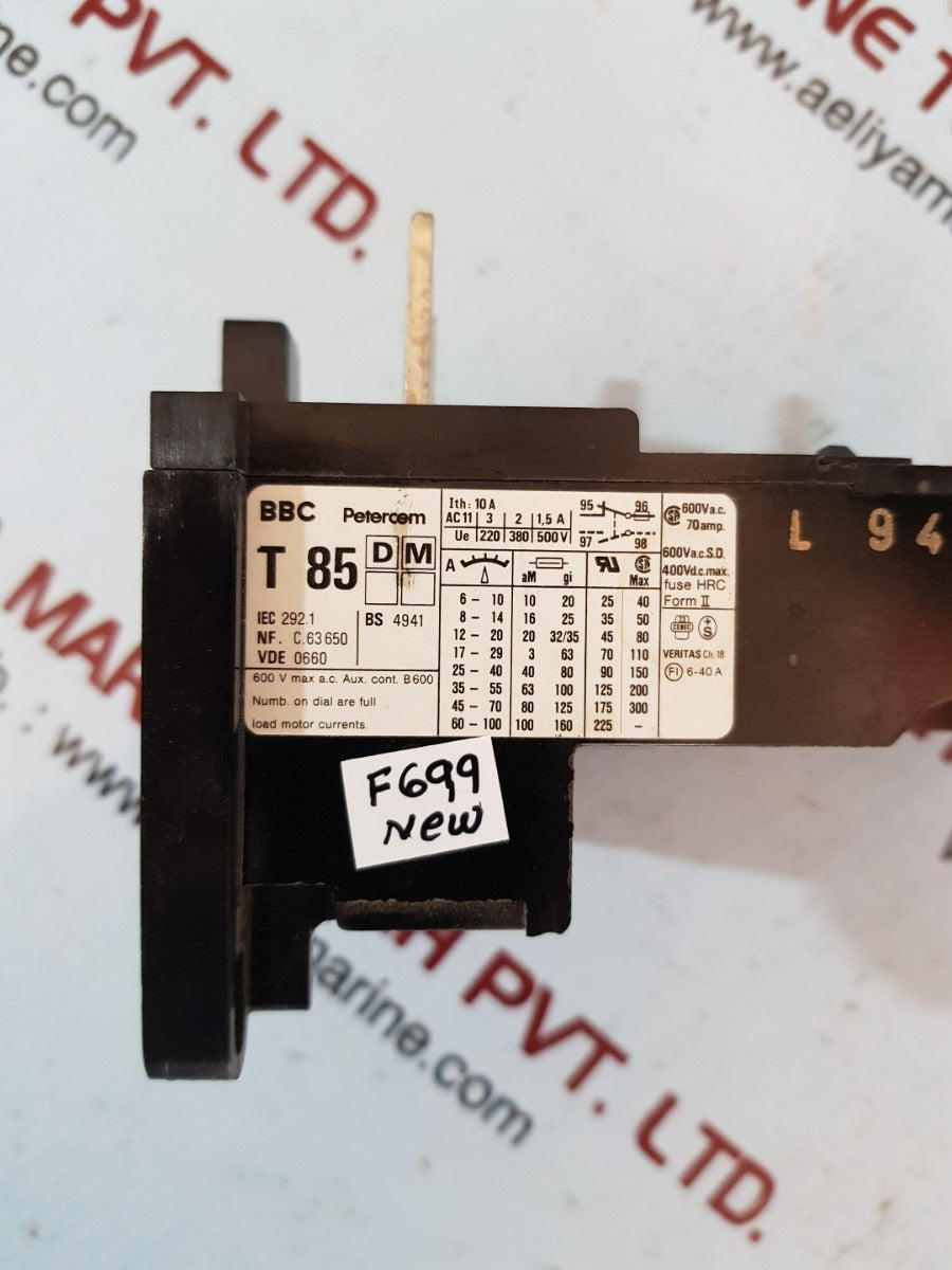 Bbc petercem t 85 overload relay