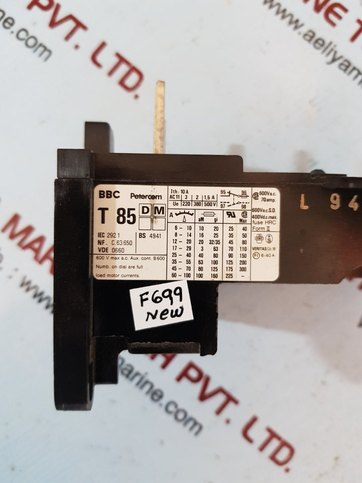 Bbc petercem t 85 overload relay