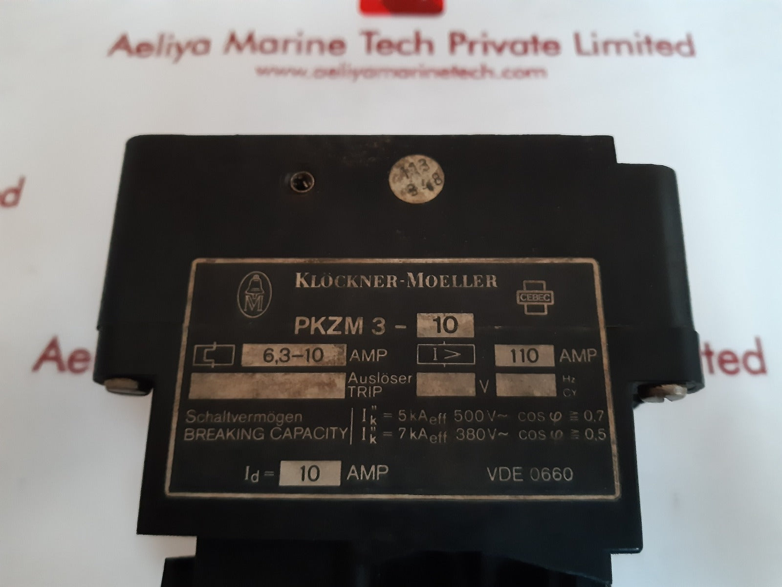 Klockner-moeller pkzm3 - 10 contactor manual motor starter