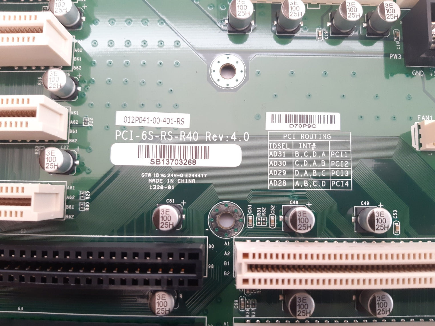 Picmg pci-6s-rs-r40 rev :4.0 industrial backplane