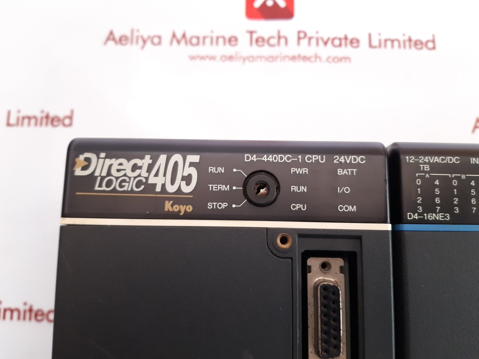 Koyo direct logic 405 d4-440dc-1 cpu /d4-16ne3/d4-16tr/f4-04da-1/h4-ecom-f/d4-fill