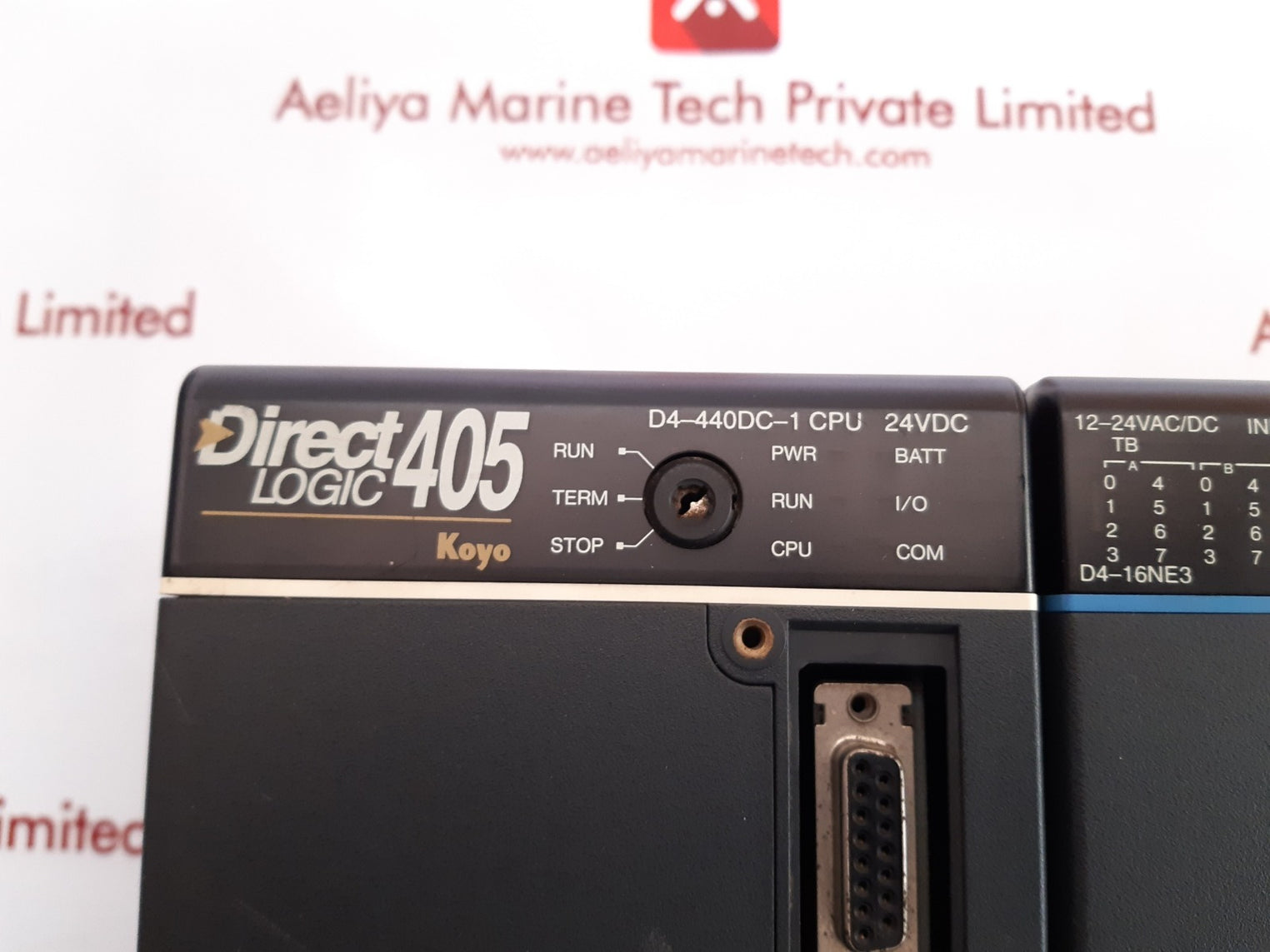 Koyo direct logic 405 d4-440dc-1 cpu /d4-16ne3/d4-16tr/f4-04da-1/h4-ecom-f/d4-fill