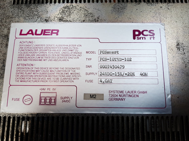 Lauer pcssmart pcs-10tvd-102 operator touchscreen panel 