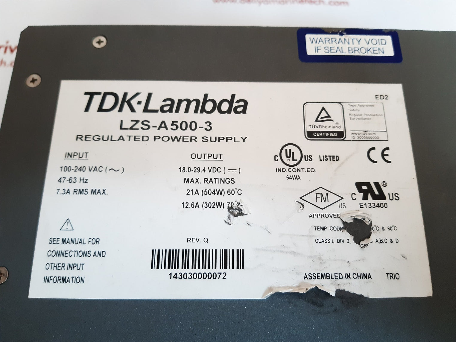Tdk-lambda lzs-a500-3 regulated power supply