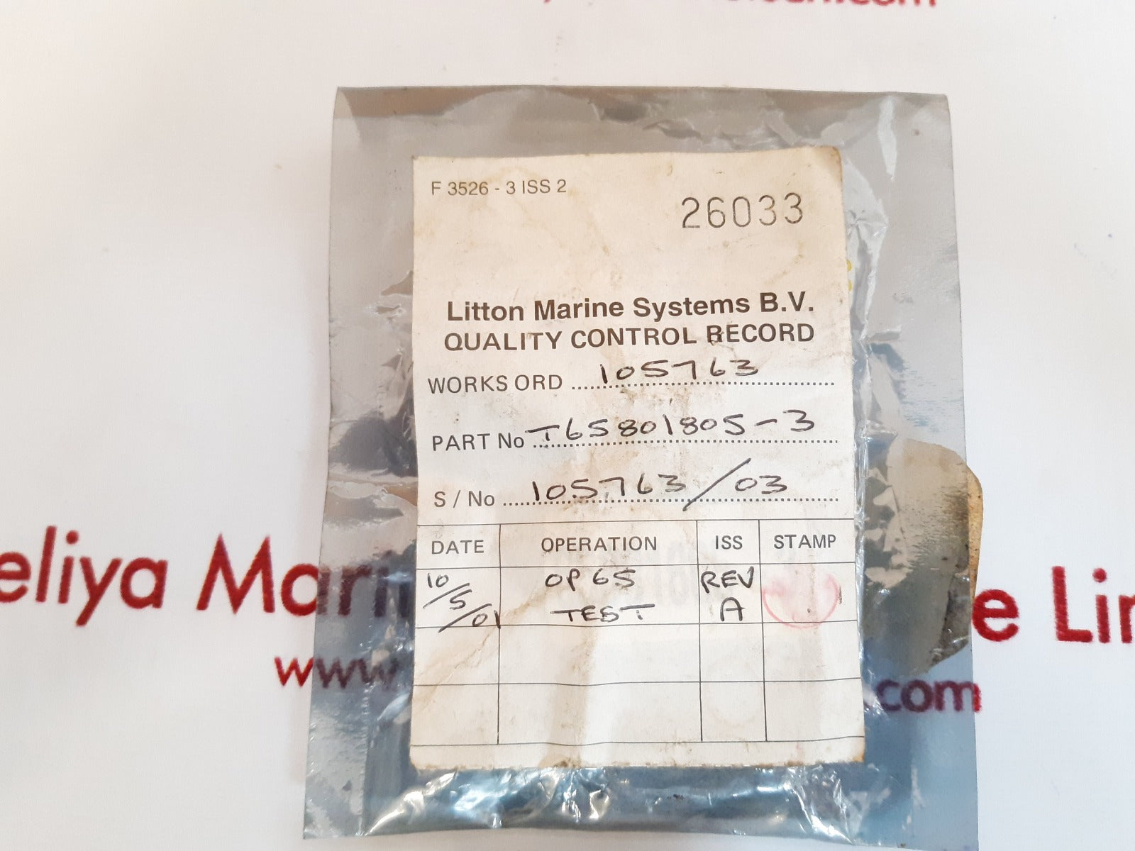 Litton 65801805 bearing board 