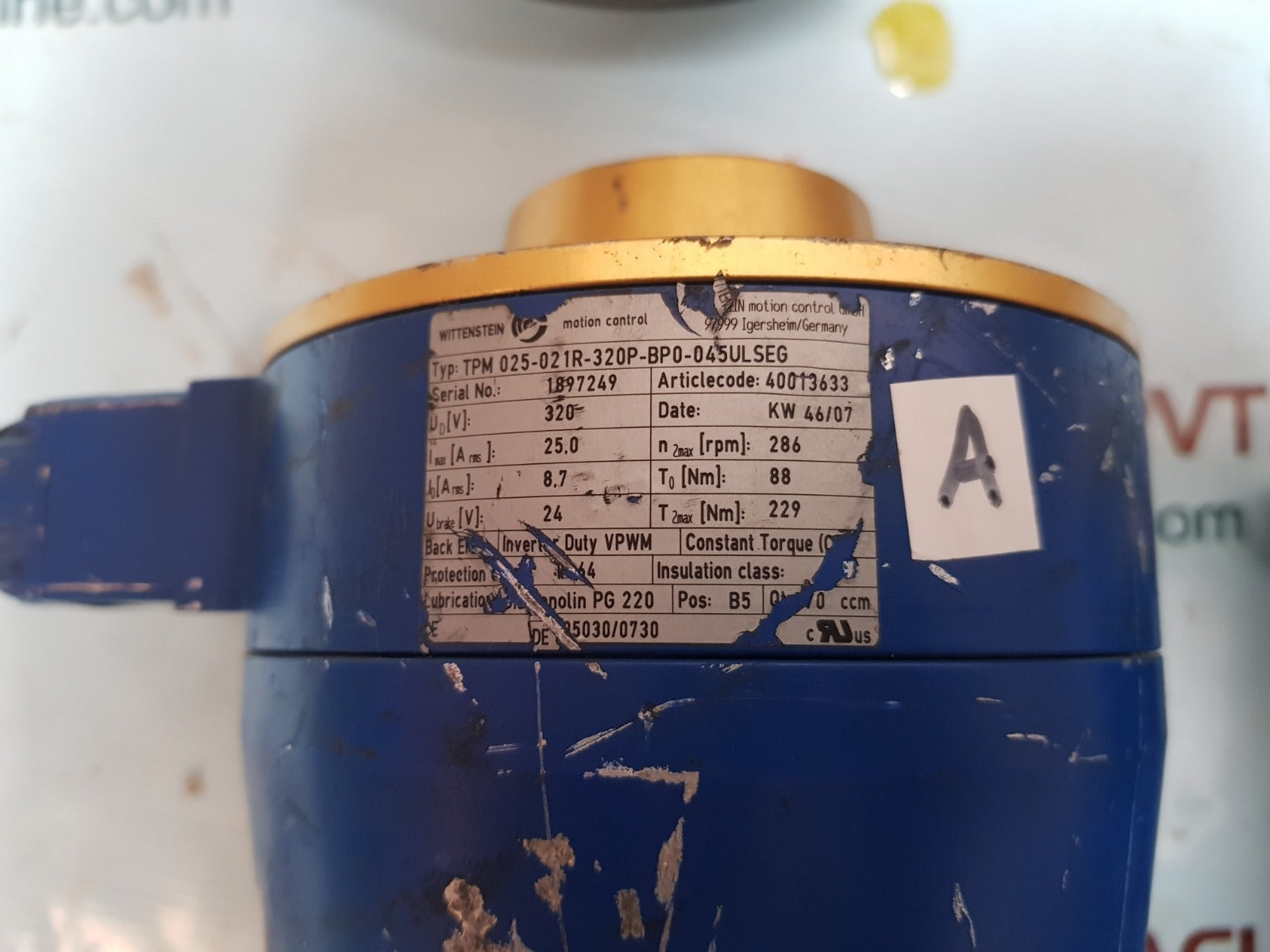 Wittenstein motion control tpm025-021r-320p-bp0-045ulseg rotary servo actuator 