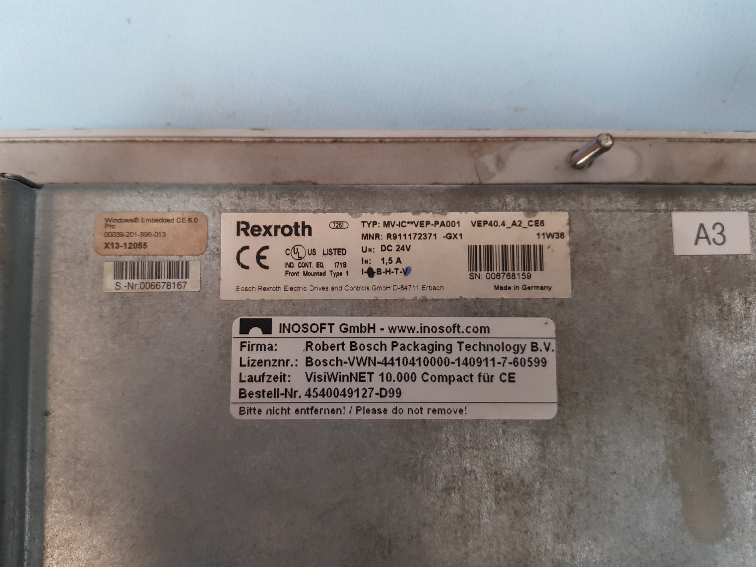 Rexroth mv-ic**vep-pa001 r911172371-gx1 operator panel 