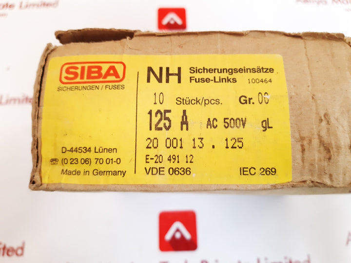 Siba 20 001 13 fuses 125a