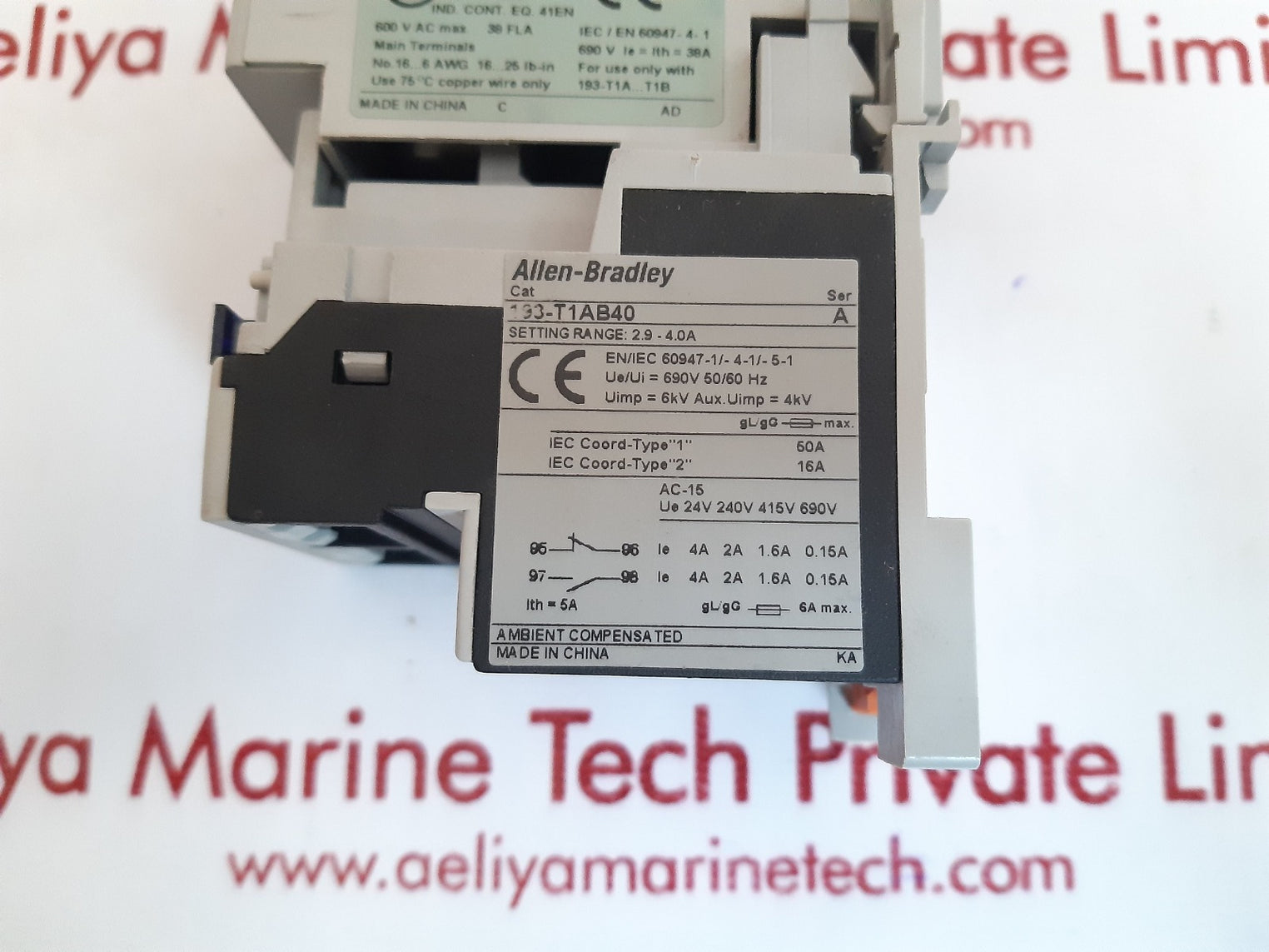 Allen-bradley 193-t1ab40 ser.A thermal overload relay 2.9 - 4.0a