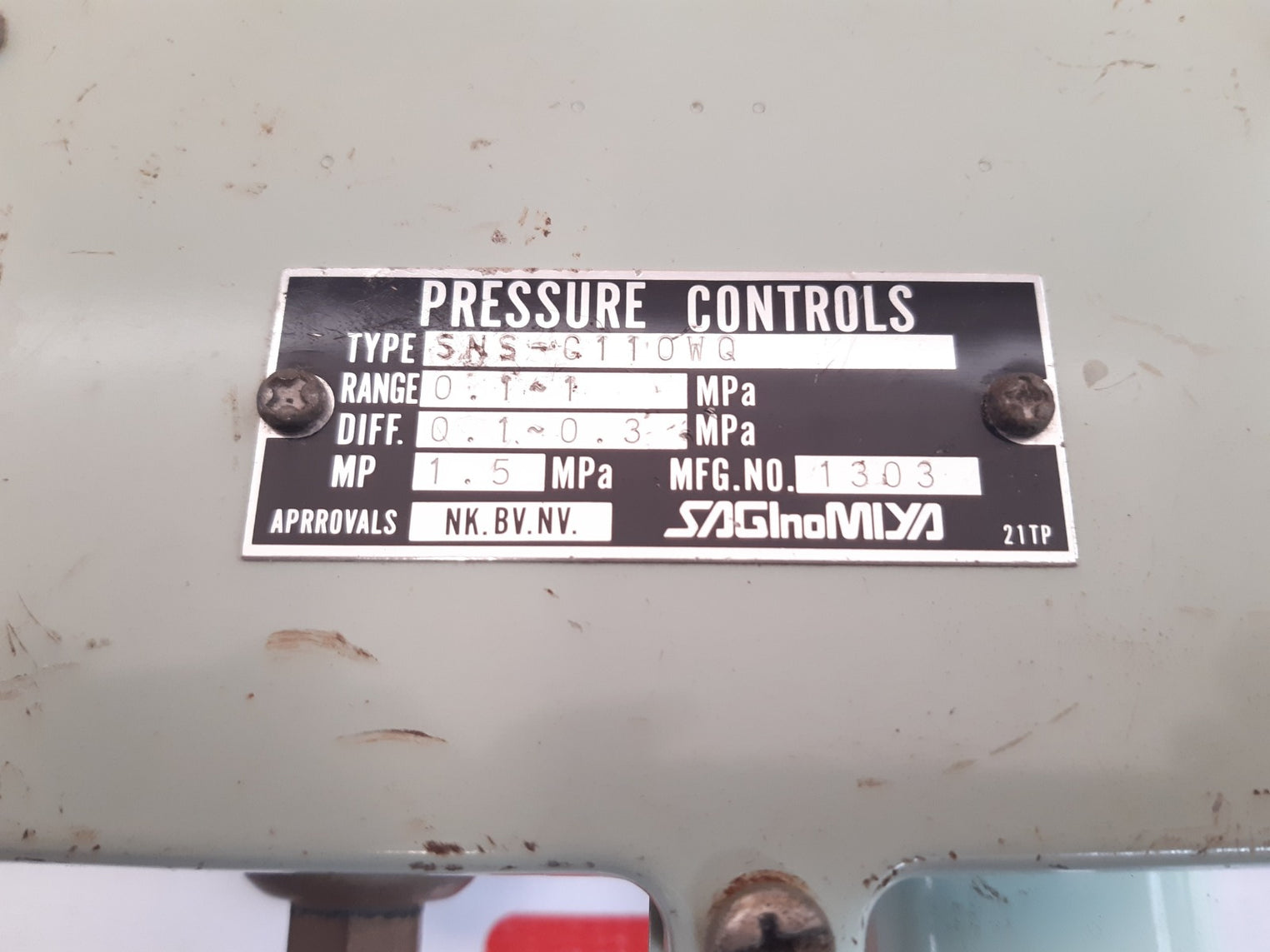 Saginomiya sns-c110wq pressure controls