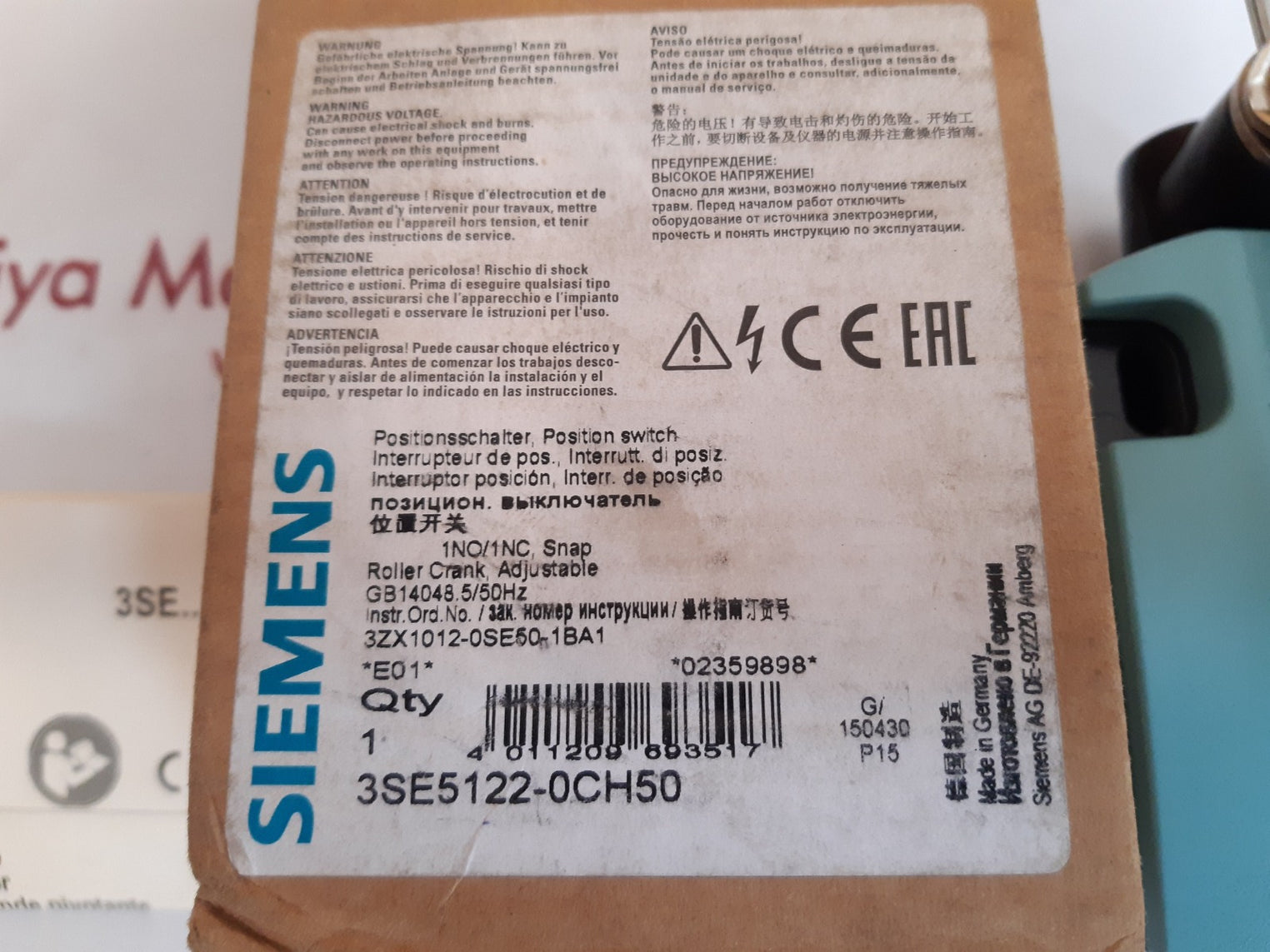 Siemens 3se5122-0ch50 position limit switch