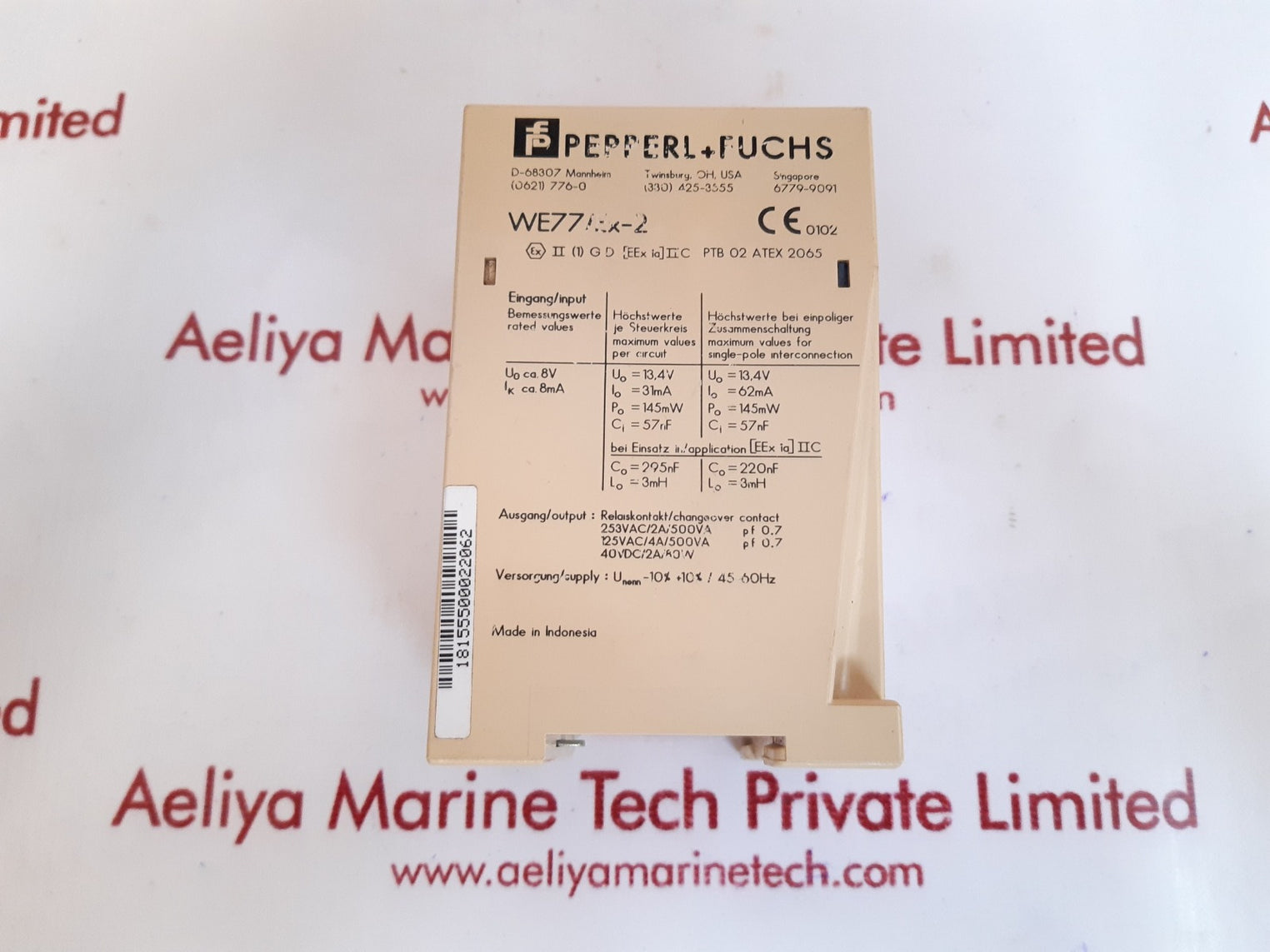 Pepperl+fuchs we77/ex-2 switch amplifier 129198