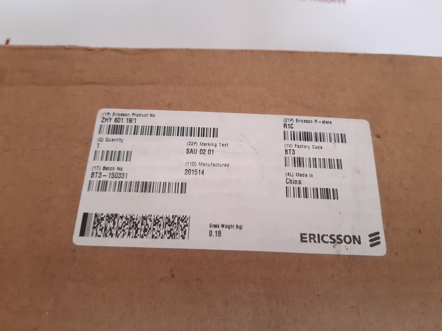 Ericsson zhy 601 19/1 sau 02 01 intertek module 
