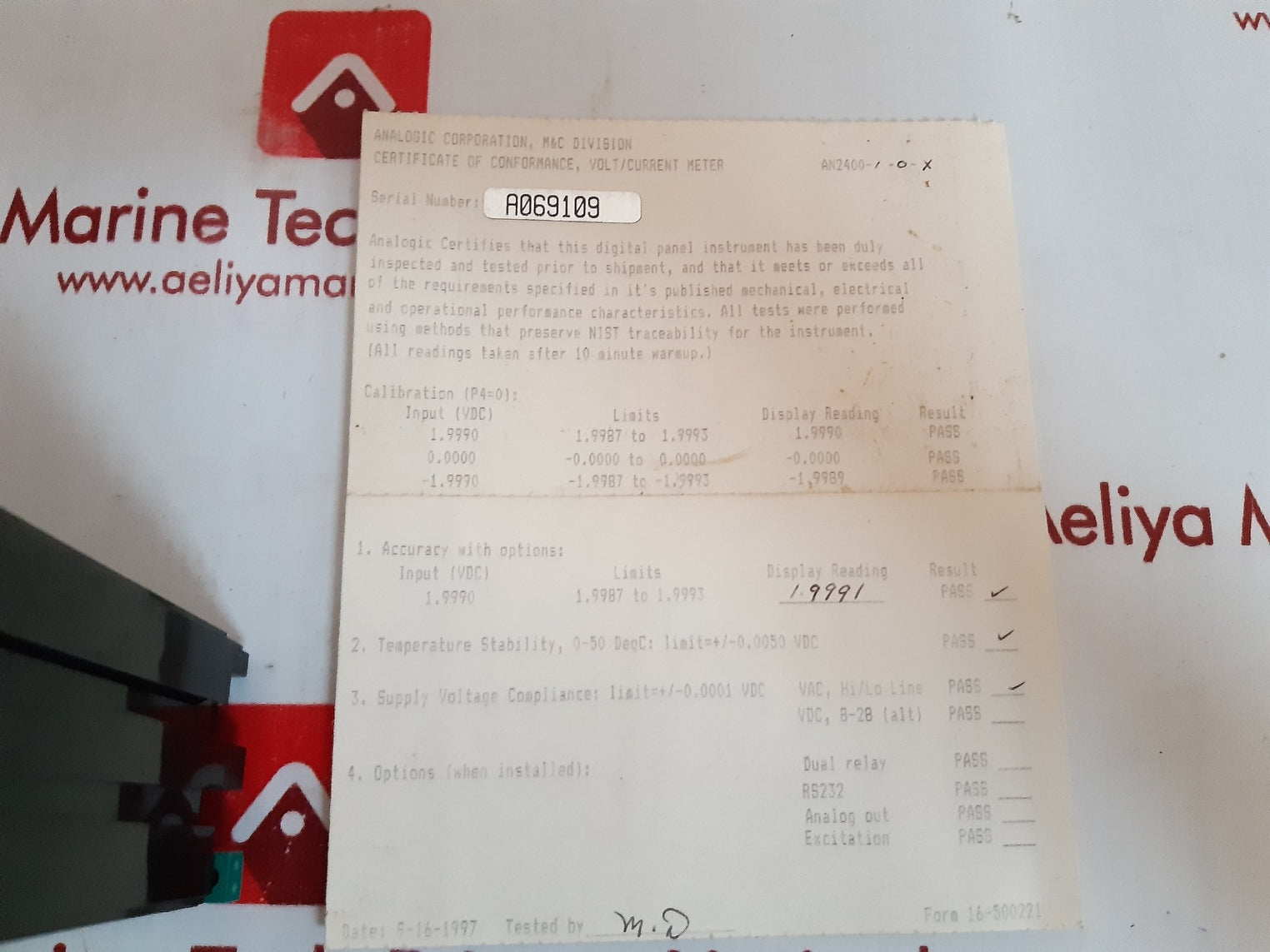 Analogic an2400-1-0-x voltage/current controller panel meter