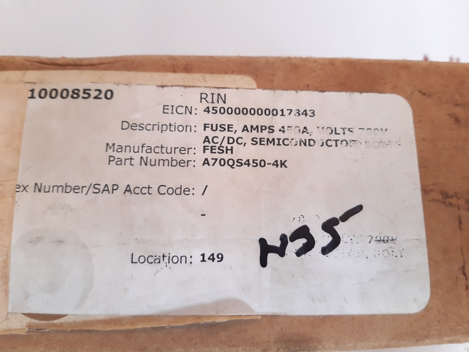 Ferraz shawmut a70p450-4 semiconductor fuse 450a