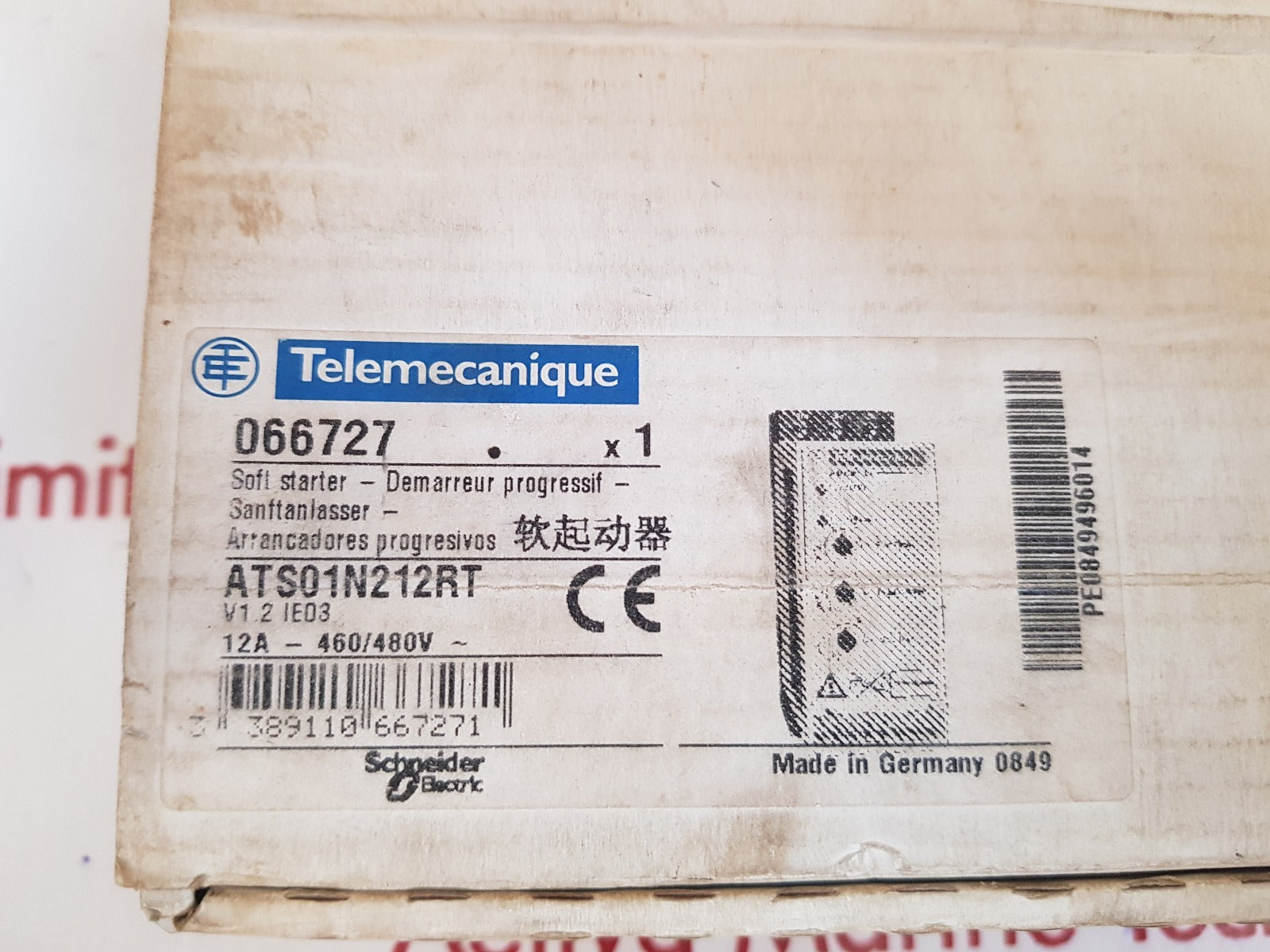 Schneider ats01n212rt soft starter 460/480v 12a