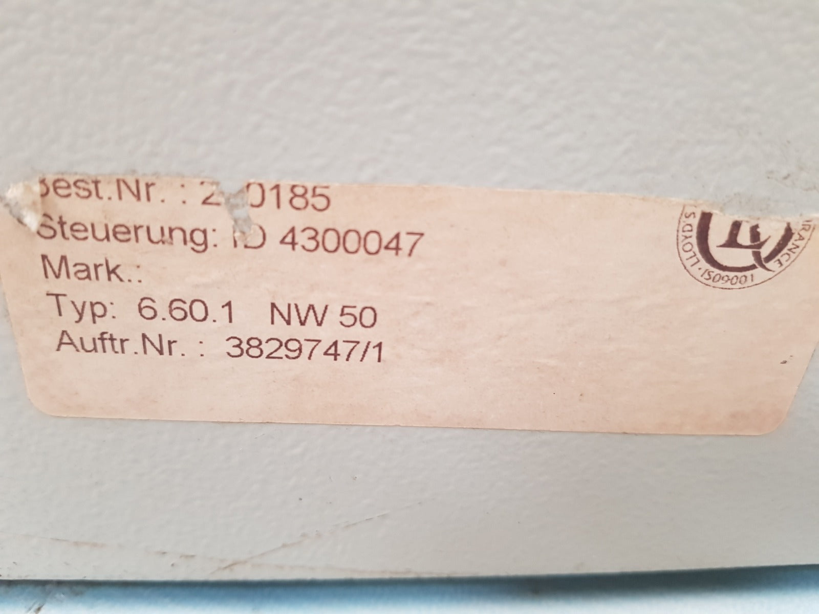 Boll & kirch 2100 bfilter control panel 6262114/002