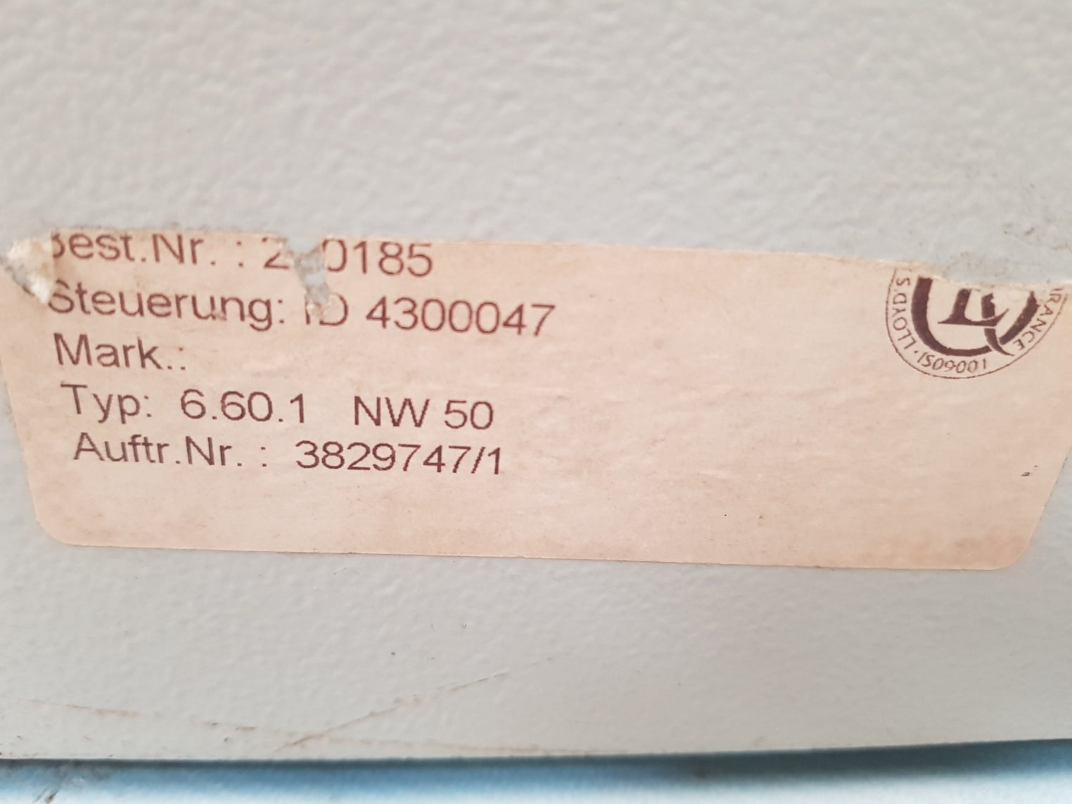 Boll & kirch 2100 bfilter control panel 6262114/002