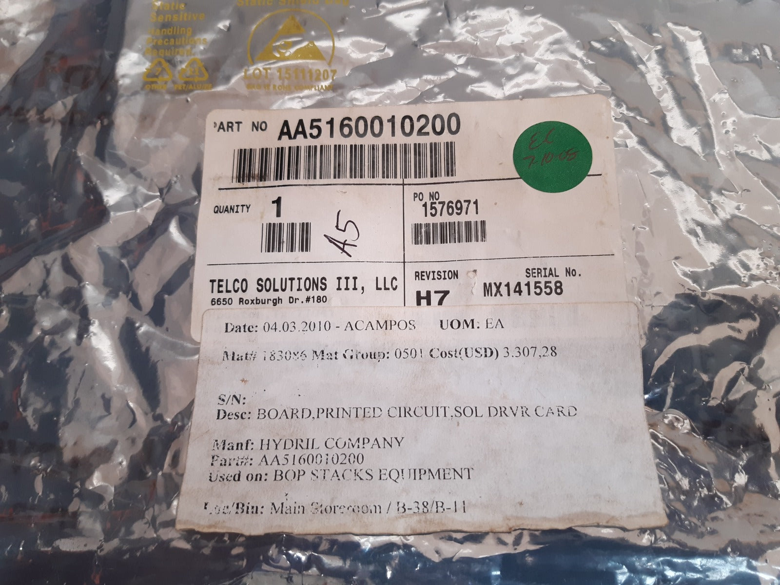 Hydril aa5160010200 solenoid driver rev.1