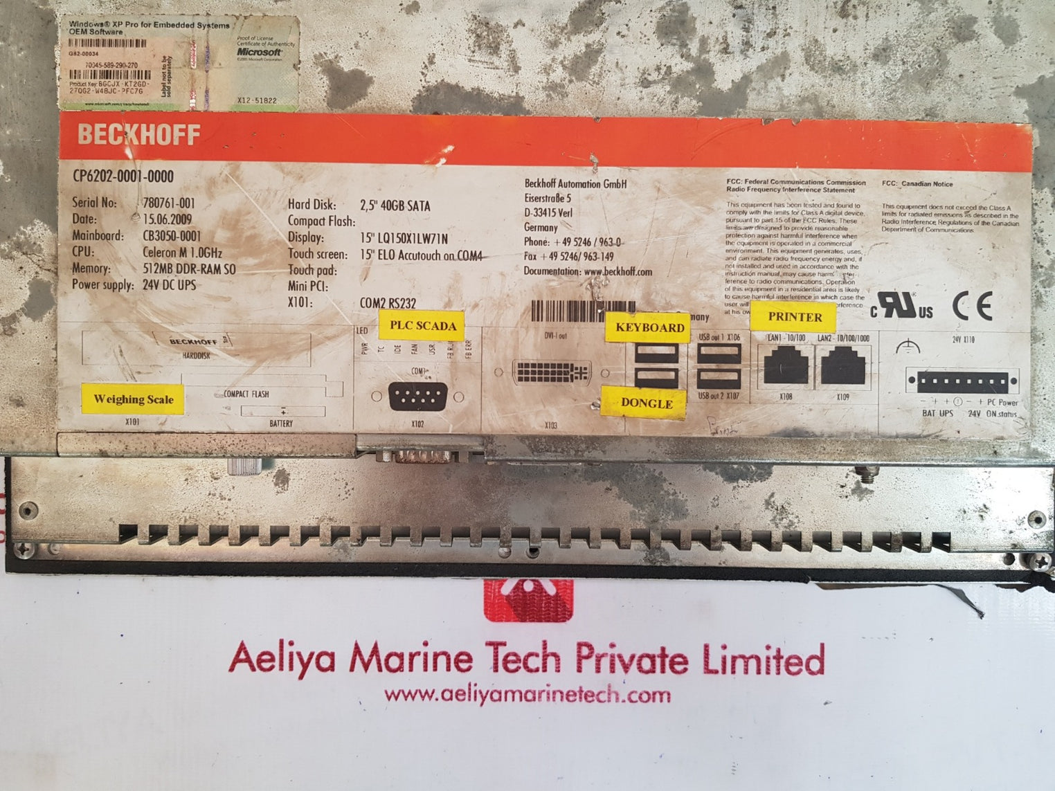 Beckhoff cp6202-0001-0000 touchscreen control panel 