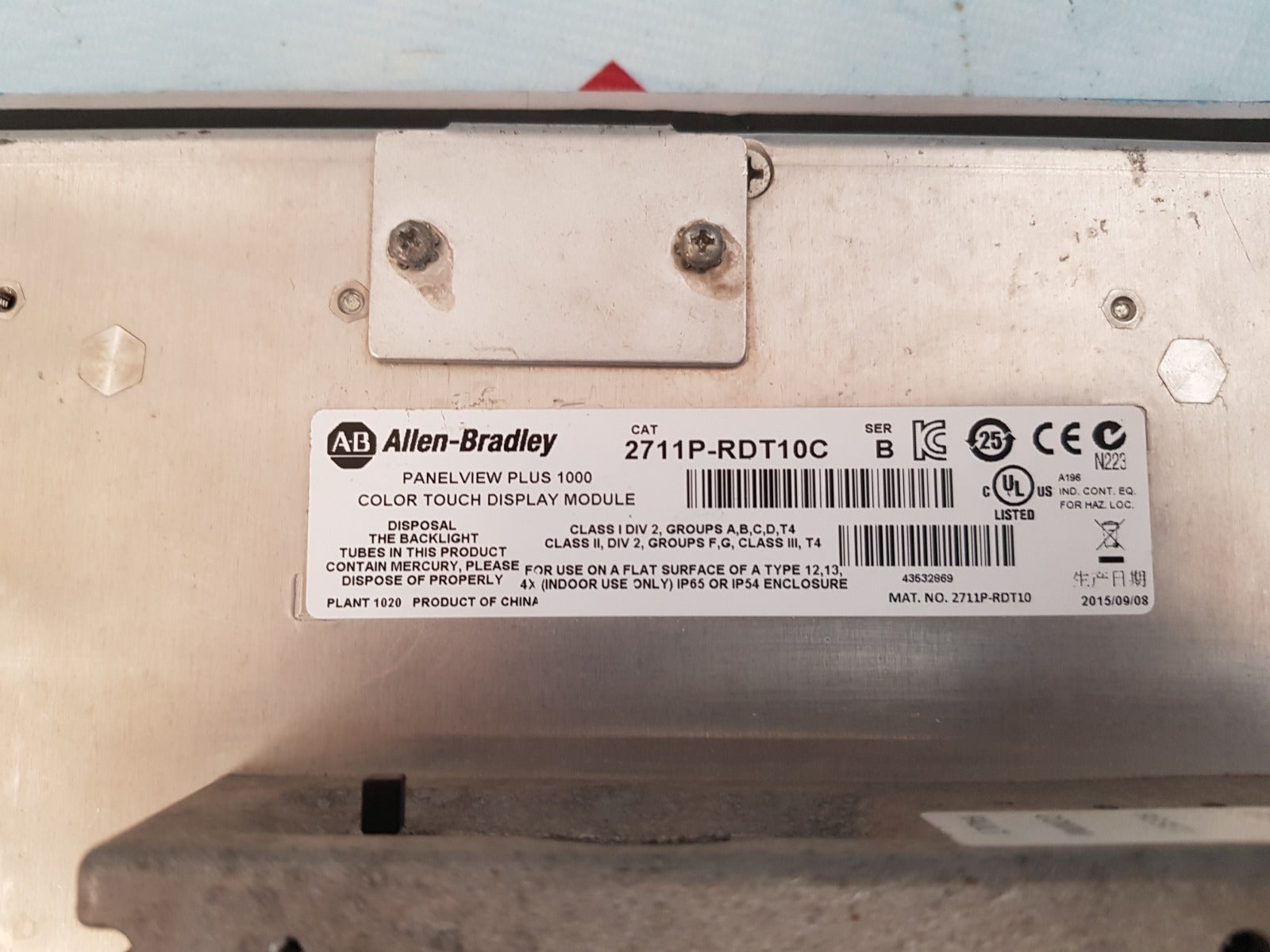 Allen Bradley Panelview Plus 1000 2711P-rdt10C Ser:B Display Module 2711P-rp1 Ser:G