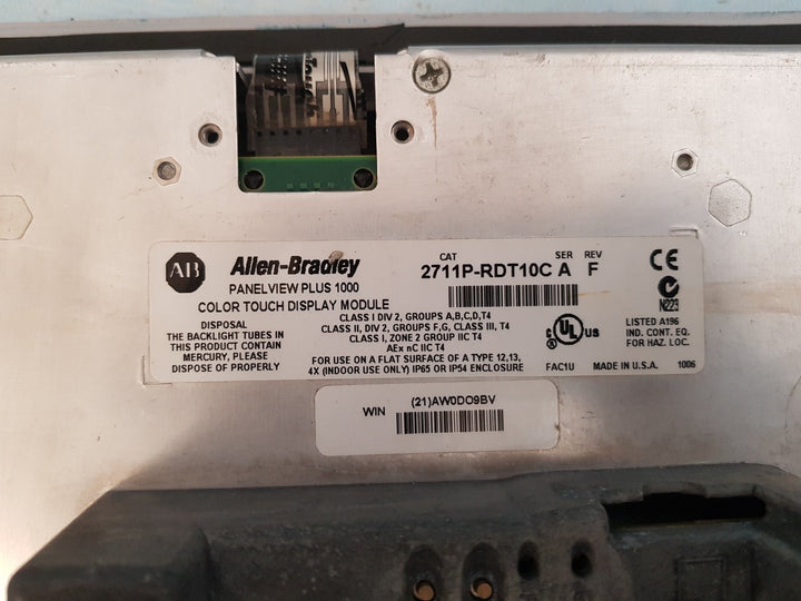 Allen-bradley panel view plus 1000 2711p-rdt10c color touch display module  rev.f 