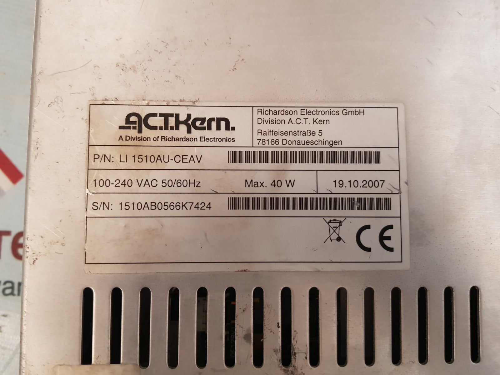 Richardson li 1510au-ceav panel display monitor 