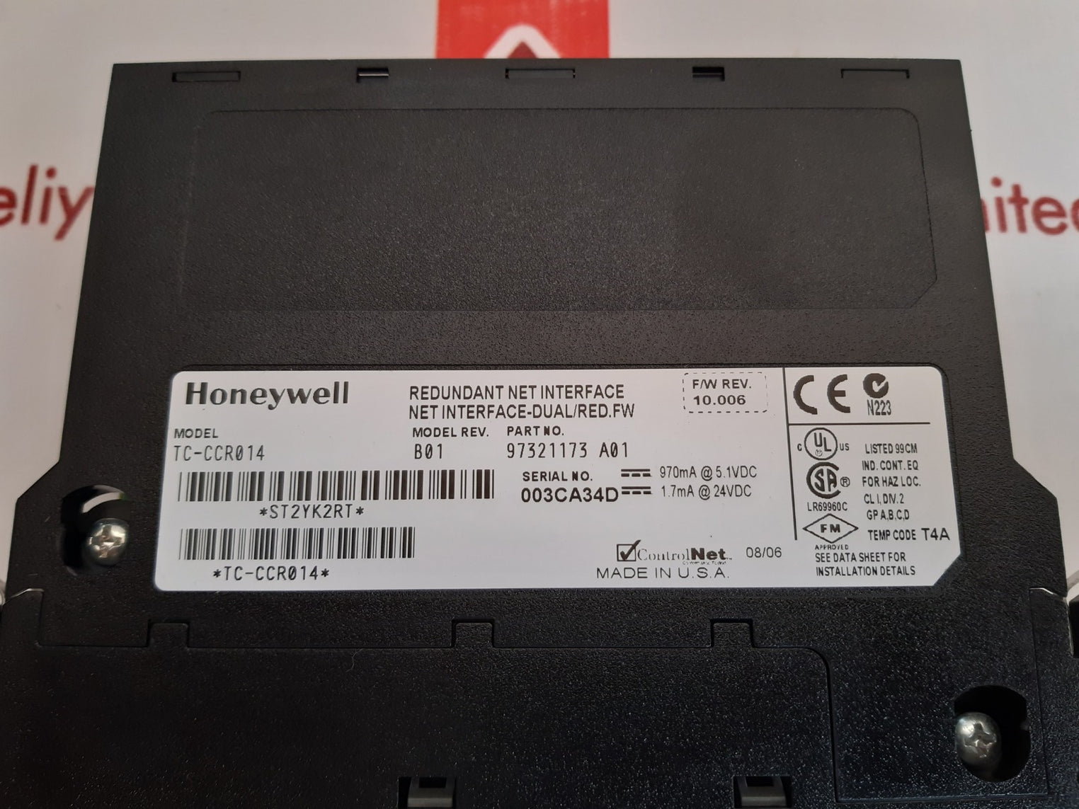 Honeywell tc-ccr014 redundant net interface card