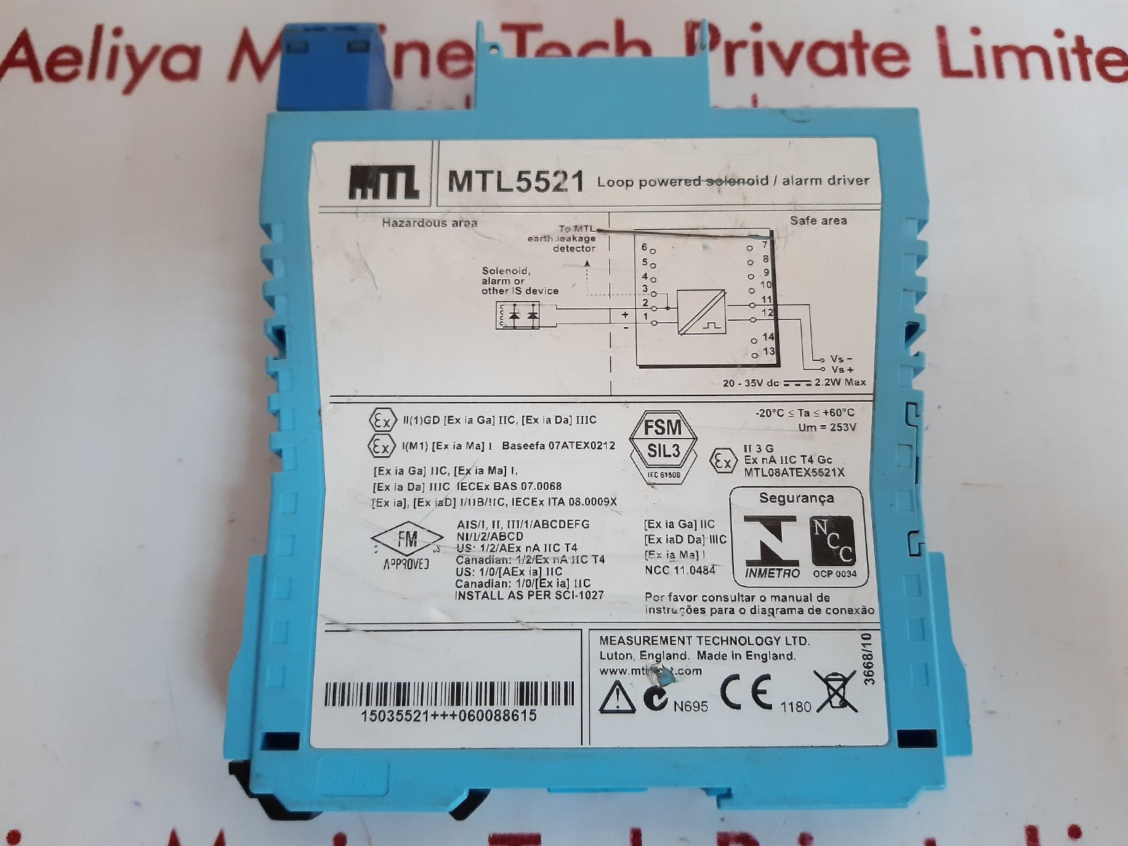 Measurement technology mtl5521 solenoid alarm driver