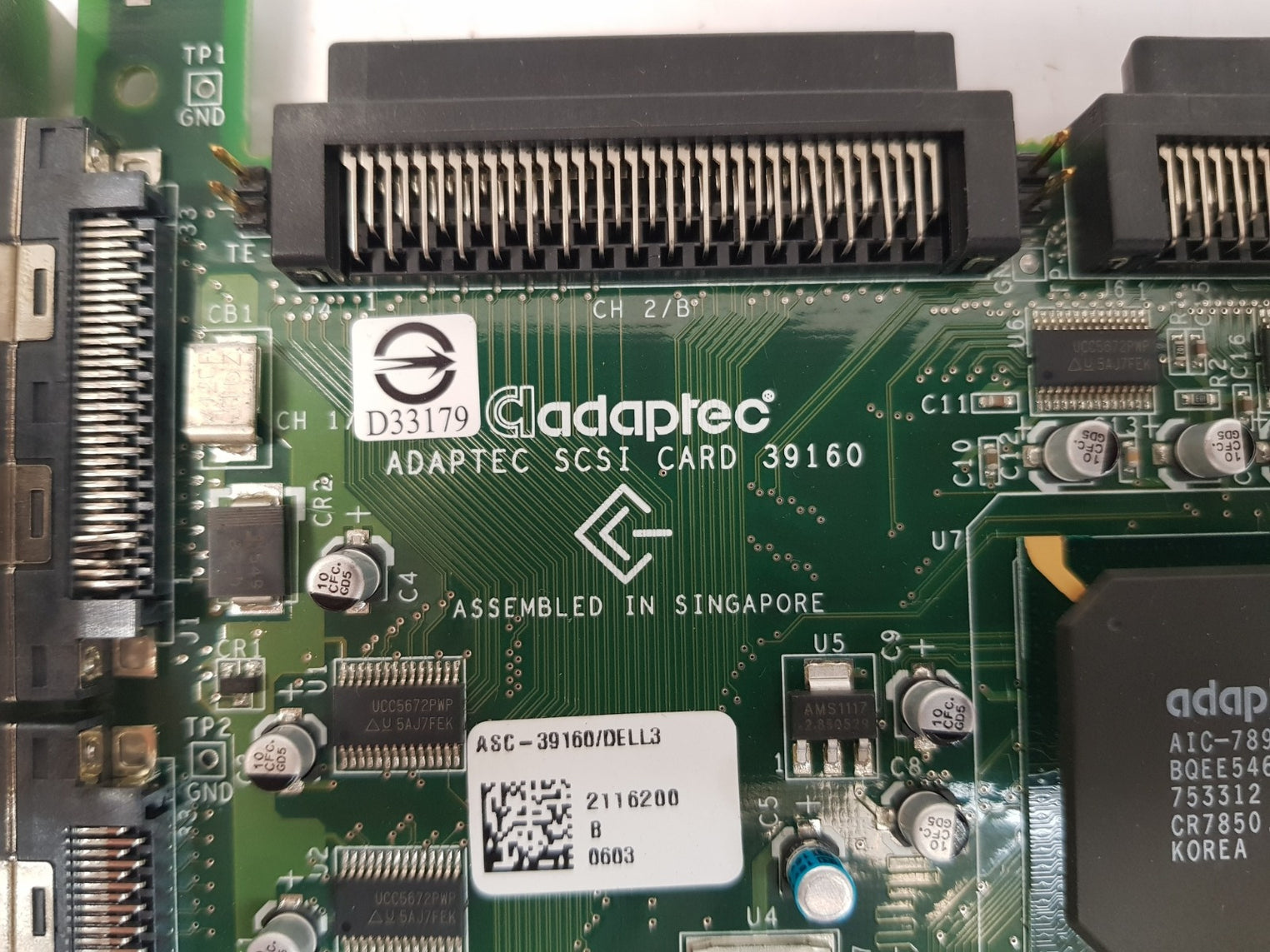 Adaptec asc-39160/dell3 scsi controller card 