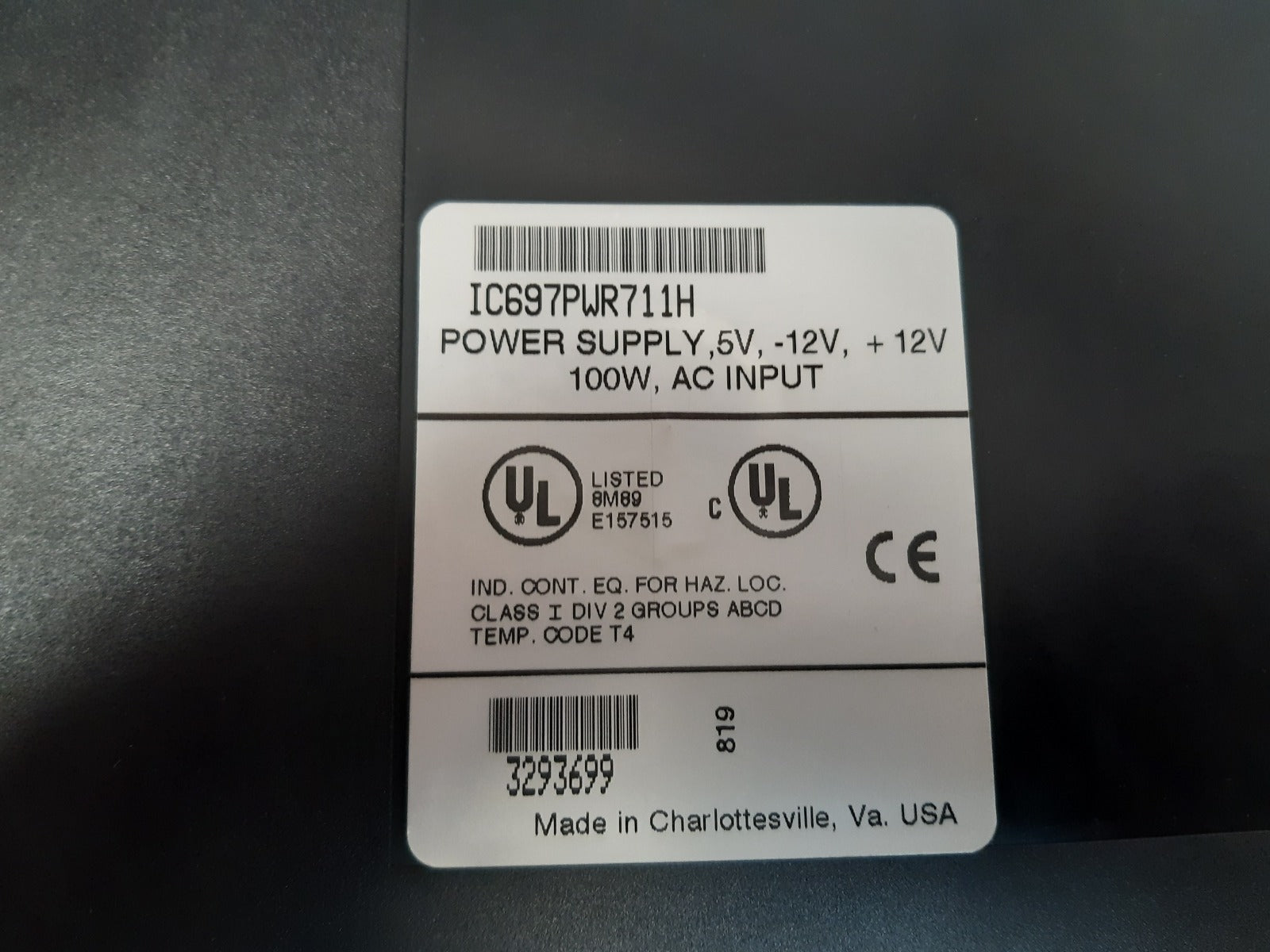 Ge fanuc ic697pwr711h power supply
