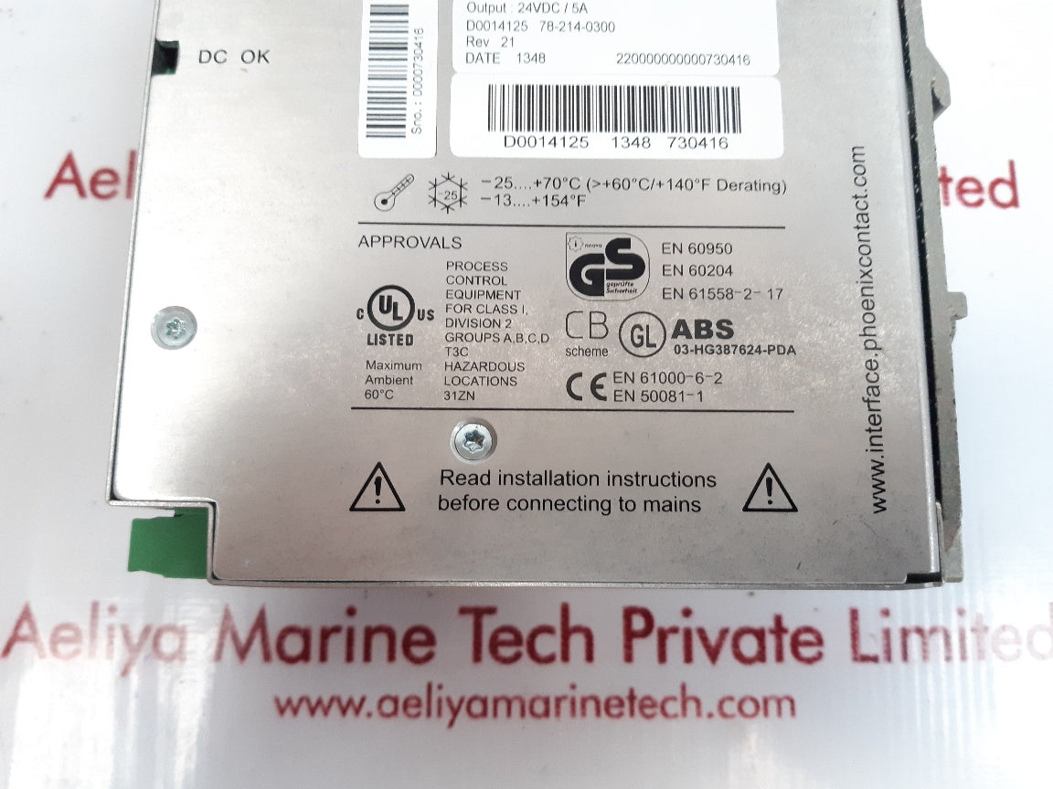 Phoenix contact quint-ps-100-240ac/24dc/5 power supply rev.21
