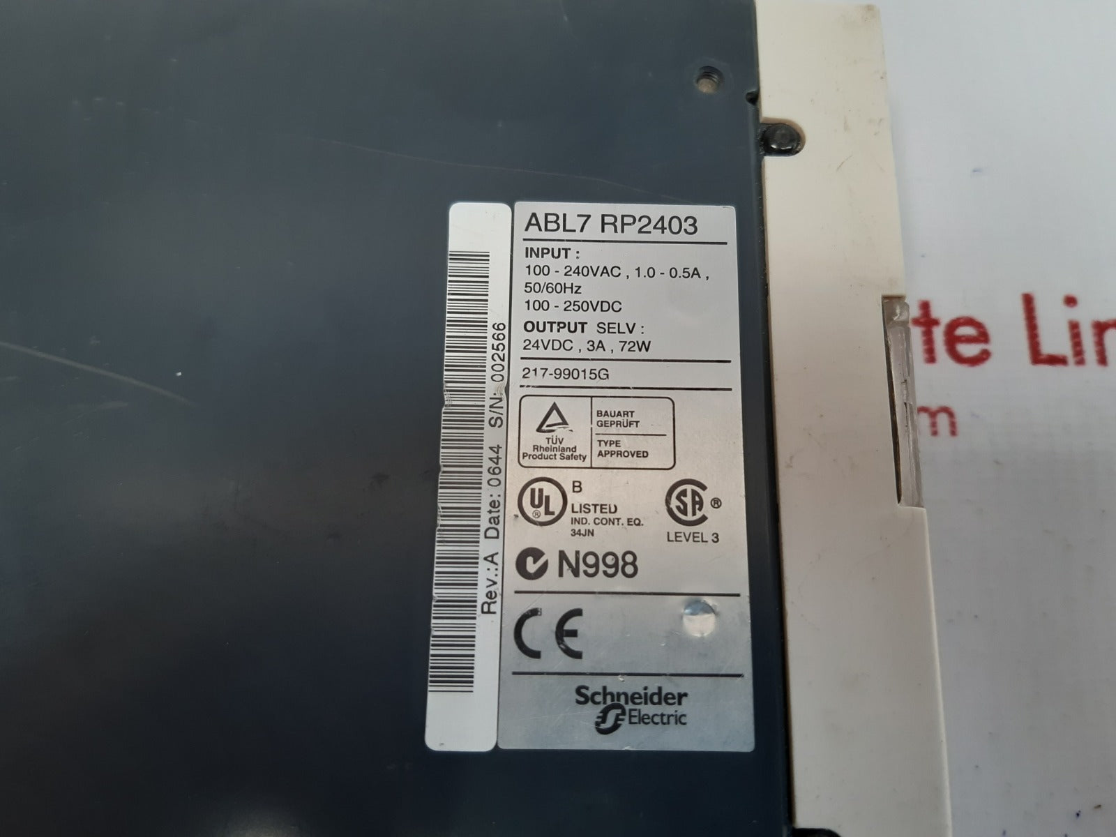 Telemecanique abl7 rp2403 power supply 