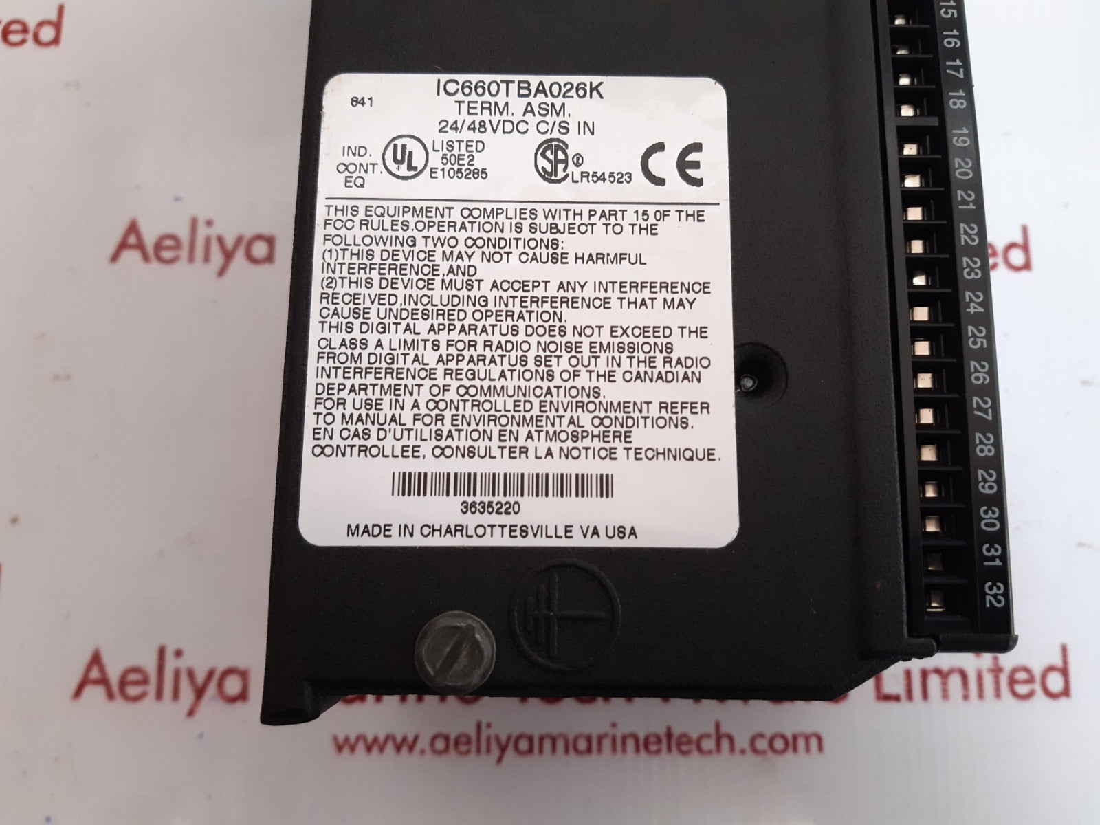 Ge fanuc ic660tba026k terminal module 24/48 vdc 