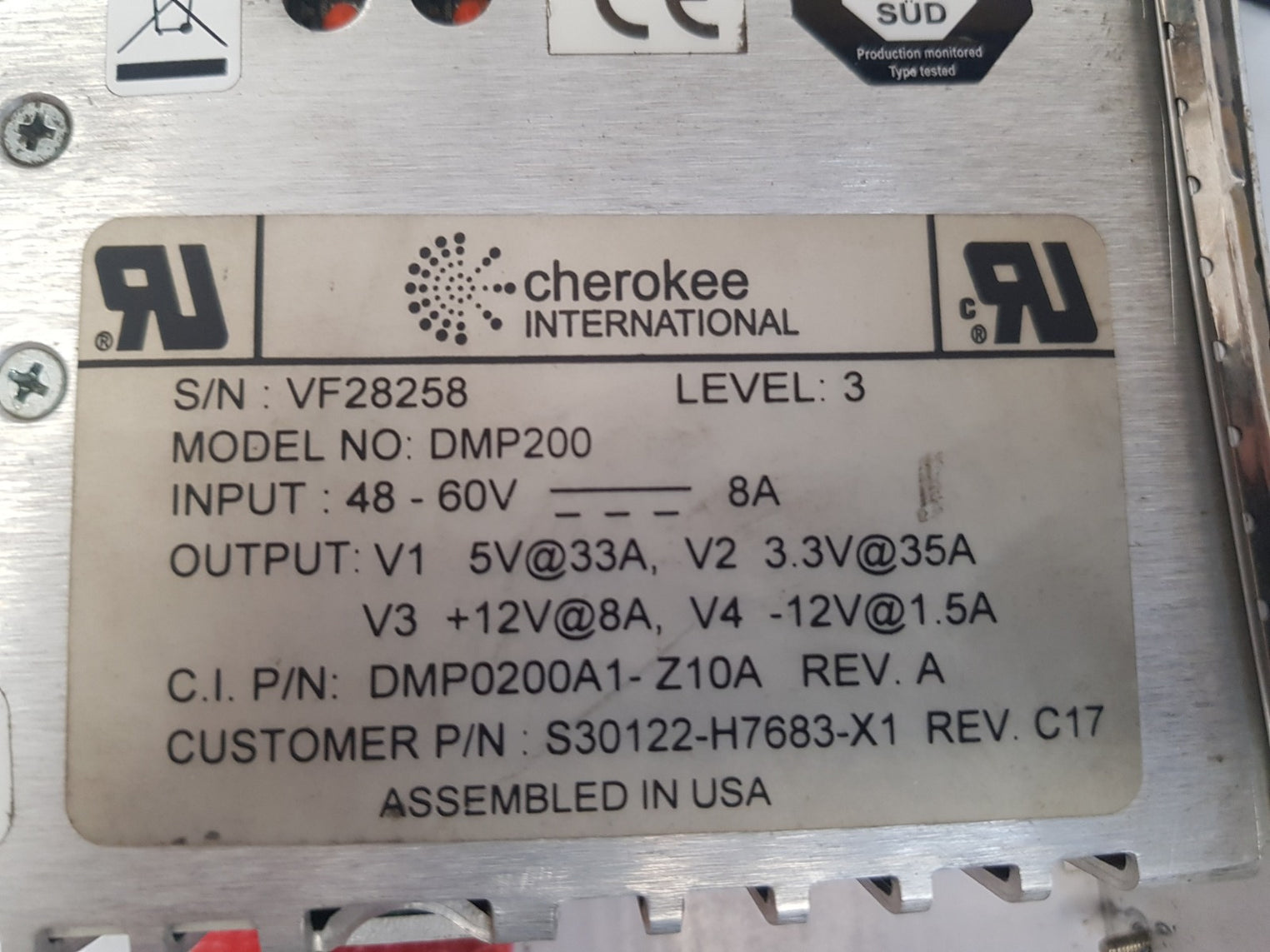 Cherokee dmp200 Siemens s30122-h7683-x1 power supply