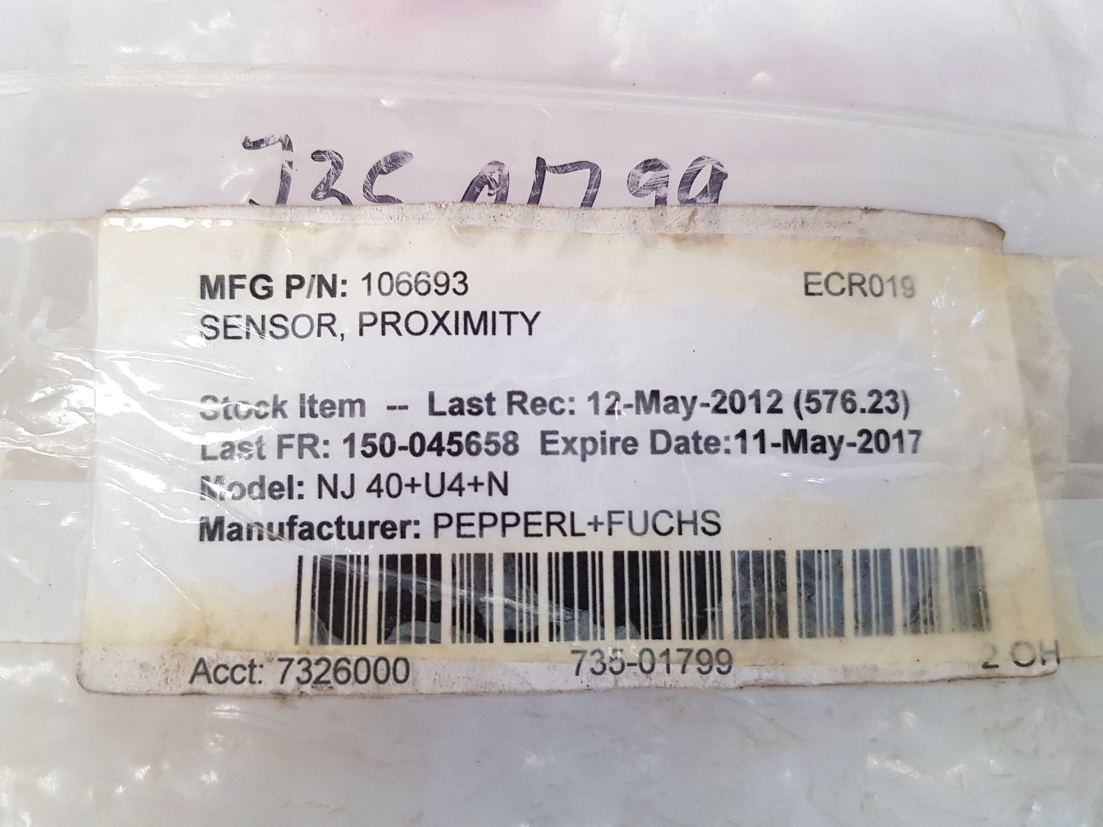 Pepperl+fuchs nj40+u4+n proximity sensor 106693